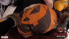 agatha brazilian milf halloween bbc pumpkin anal fuck