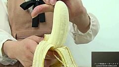 hand crushing banana fetish tease