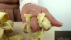 hand crushing banana fetish tease