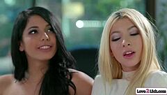 latina babe joins bff for wild roommate pussy fuck