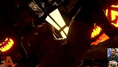 Halloween succubus receives creampie while gemma gets face covered