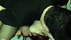 two cocks stretch april snow's pussy cumface double vaginal live