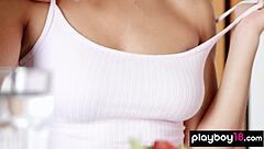 Busty ukrainian gloria sol strips on table