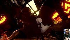 Halloween succubus receives creampie while gemma gets face covered