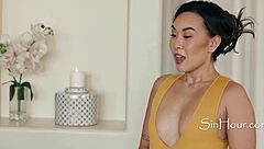 wmaf asian masseuse bites lips after seeing my cock