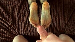 footjob for my boss cum on feet