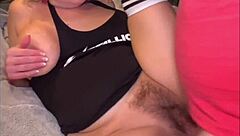 Sexy big tits milf in knee high socks gets creampied