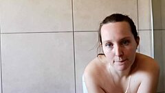 Cute bathroom smoking girl next door in softcore solo