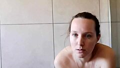 Cute bathroom smoking girl next door in softcore solo