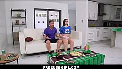 Freeusegirl - freeuse big ass teen used by big dick guy while watching sports