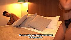 Skinny tattooed guy ends up fucking when they share a bed