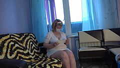 mature nurse shows dildo play with cream for fun 😍