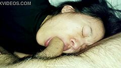 hot latina gives super sloppy blowjob in closeup