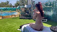 Italian milf shows perfect body outdoors