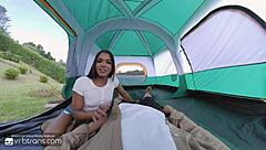 Vrb trans teen brazilian shemale fucks bareback on camping