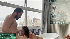 Milf gets fucked hard by friend in bathtub
