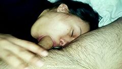 hot latina gives super sloppy blowjob in closeup