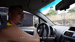 hot colombian women wash cars then get wild sex