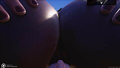 Curvy black milf rides huge white cock on beach!