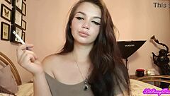 xo bunny brunette latina with blue eyes smoking blowing smokein your face