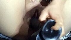 this is how the big dark-haired dildo should be fucked intensely