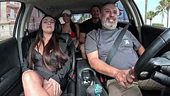 Latina couple gets naughty during beach ride