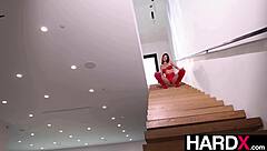 Little puck in red lingerie gets pounded hard