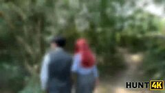 Redhead uses natural curves to seduce producer outdoors publicly