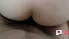 Shaved japanese teen enjoys pov creampie