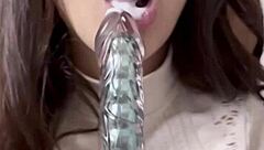 naughty play with cum on chest