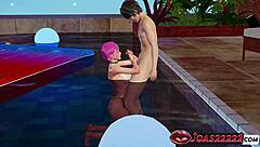 hot slut manami in pool 3d hentai underwater handjob service