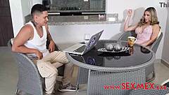 skinny brunette marcia hase sucks and rides huge cock