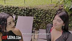 Two slutty latina stepdaughters stripped and pounded in amateur threesome