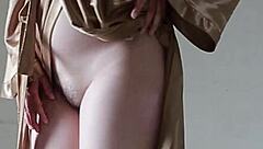 indo girl ready to shower starts touching