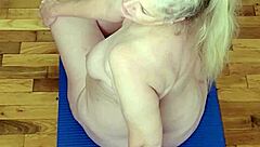 Jerkoff to hot milf doing naked yoga