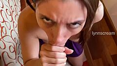 quick blowjob to my stepbro with my bf on the house