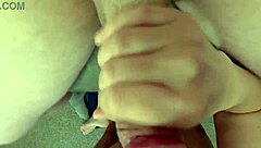 female pov shows swallowing a huge load