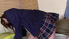 Classmate seduces virgin teen into defloration creampie sex during uncensored jav roleplay
