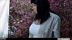 Hot milf gets fucked by futa trans teen with creampie