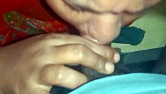 Indian wife gives blowjob to husband in bathroom