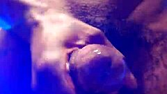 Brunette worships big black hairy cock in solo session