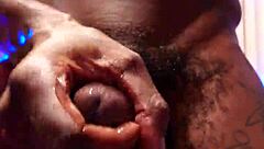 Brunette worships big black hairy cock in solo session