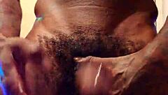 Brunette worships big black hairy cock in solo session