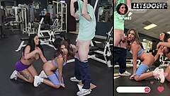 two latinas share sloppy throat fucking