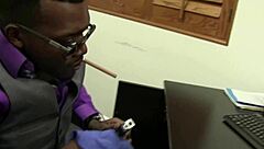 She looks up at new black master during intense fuck