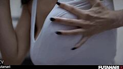 Hot milf gets fucked by futa trans teen with creampie