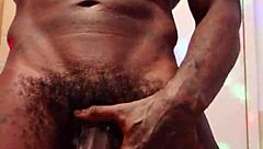 Brunette worships big black hairy cock in solo session