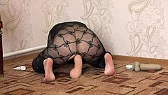 Brunette Gapes On Huge Dildo