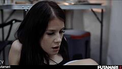 Hot milf gets fucked by futa trans teen with creampie