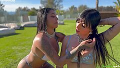 Two horny desi babes enjoy outdoor fun on eid